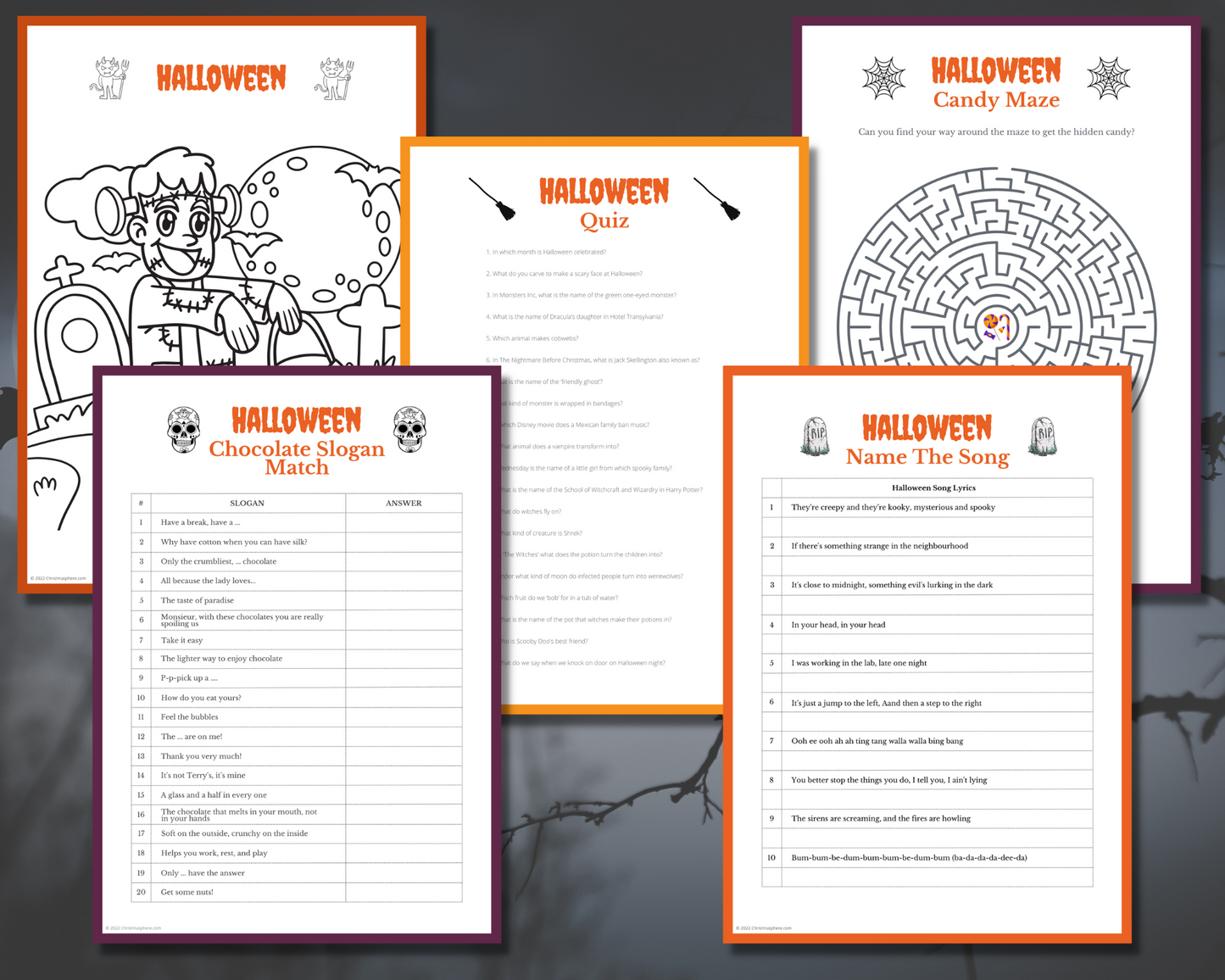 Halloween Activities Bundle | 50 pages | including quizzes, games, colouring pages