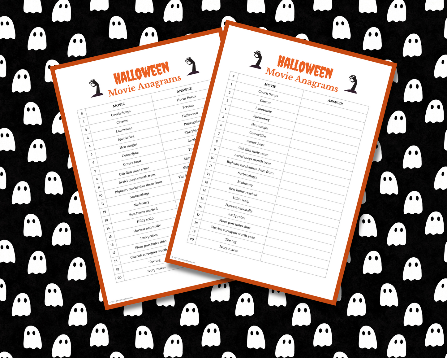 Halloween Movie Anagrams Quiz