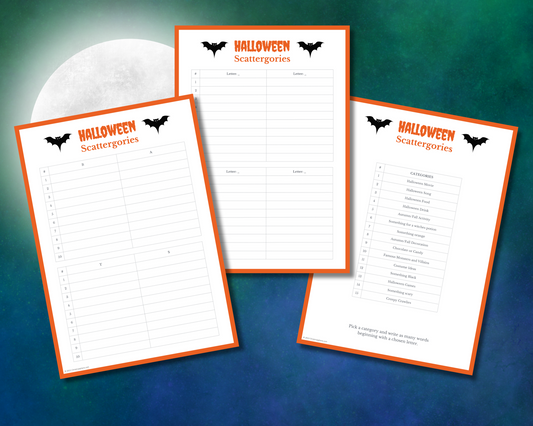 Halloween Scattergories Games