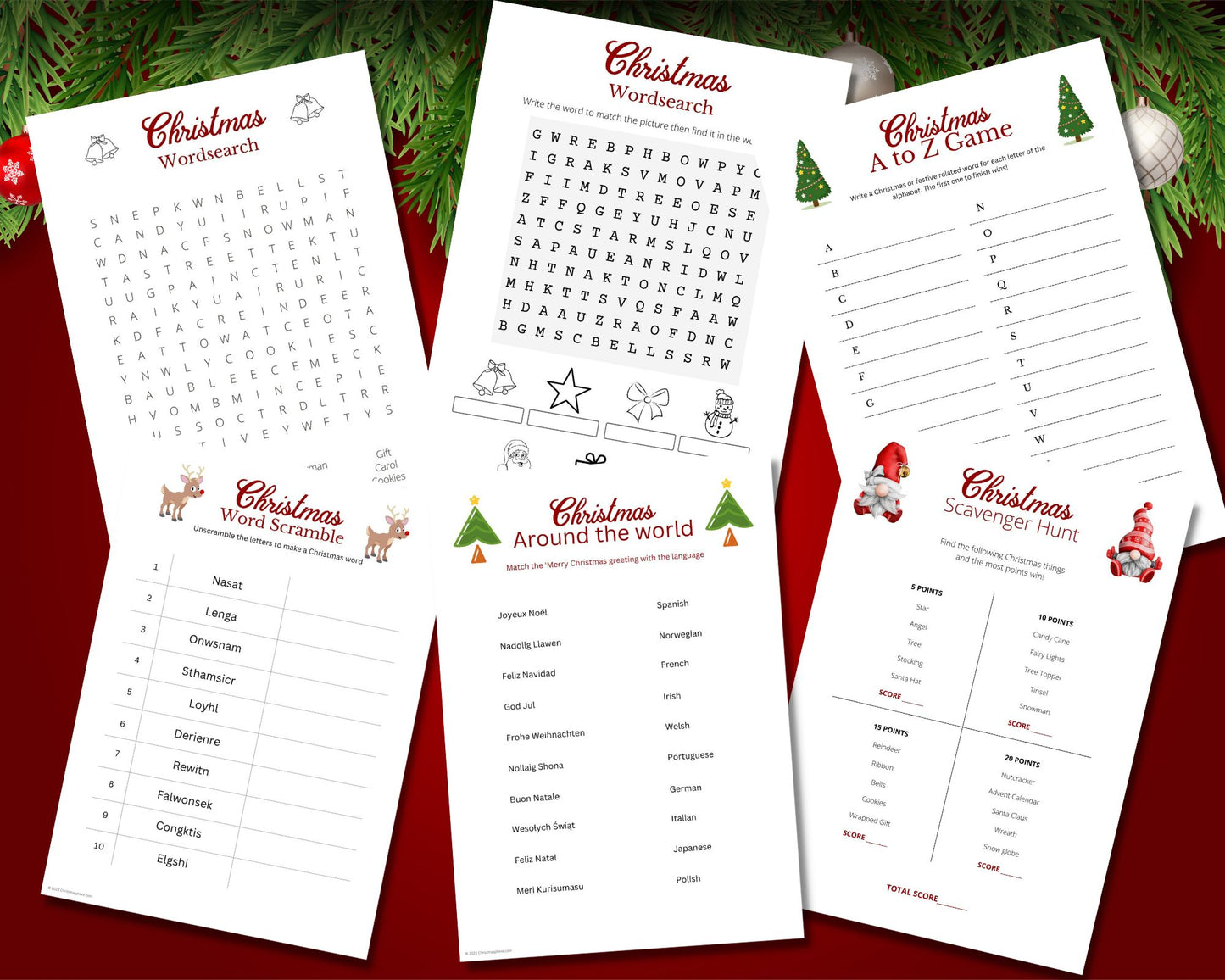 Kids Christmas Quizzes and Games Bundle | 38 pages | 3 Christmas picture quizzes