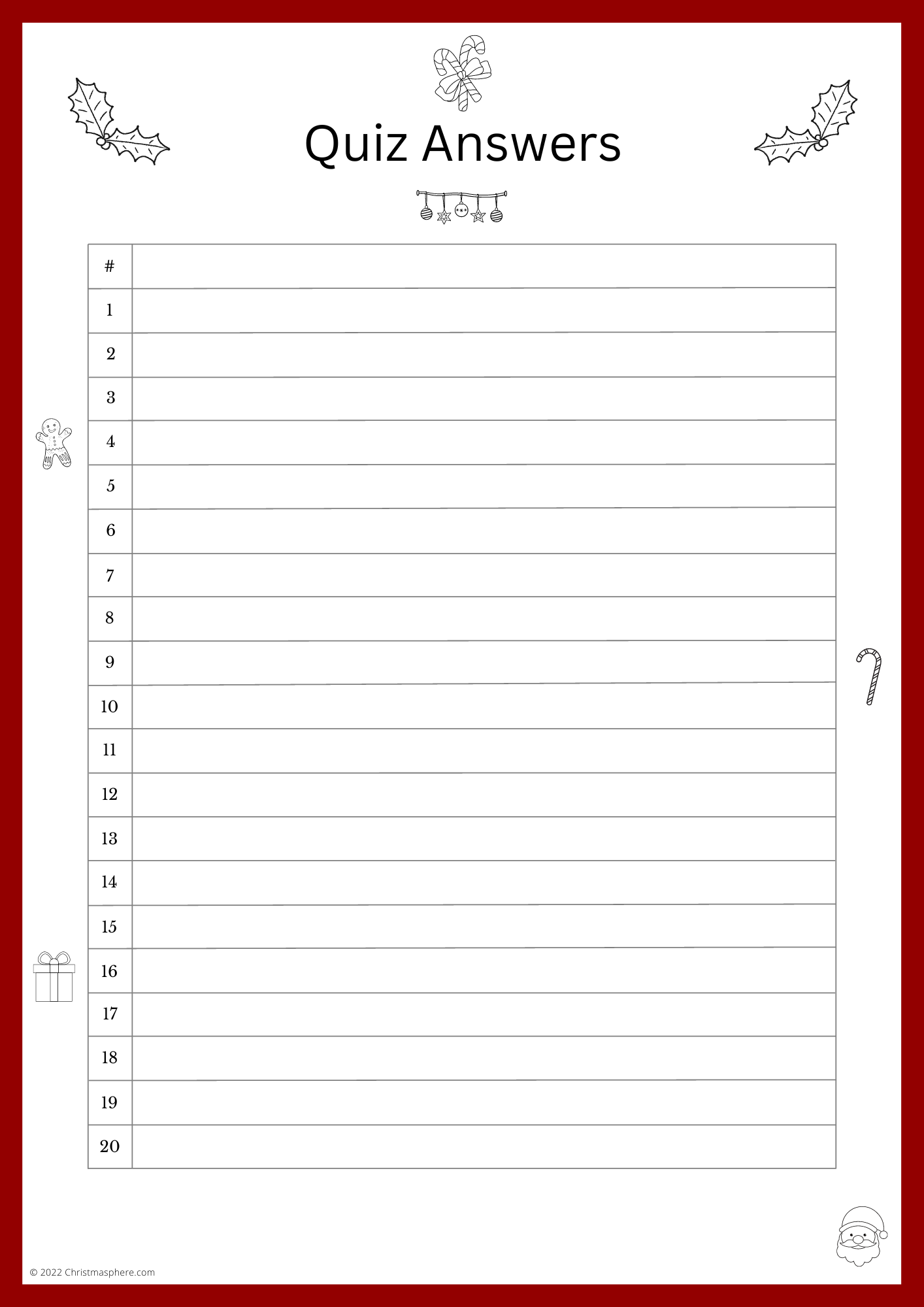 Quiz Answer Sheet Bundle | 5 Designs