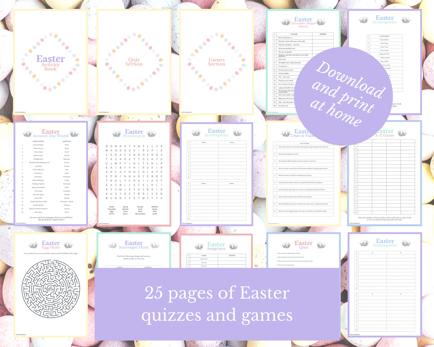 Easter Quiz and Activity Bundle | Digital Printable | PDF | 10 quizzes and games