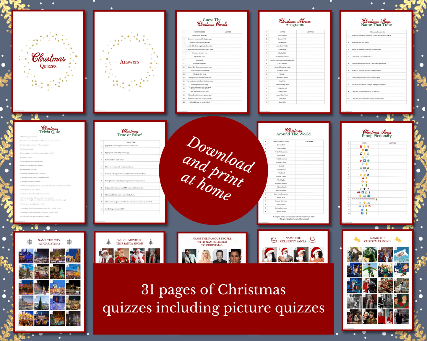 Christmas Quizzes Bundle | 31 pages | including 5 Christmas picture quizzes