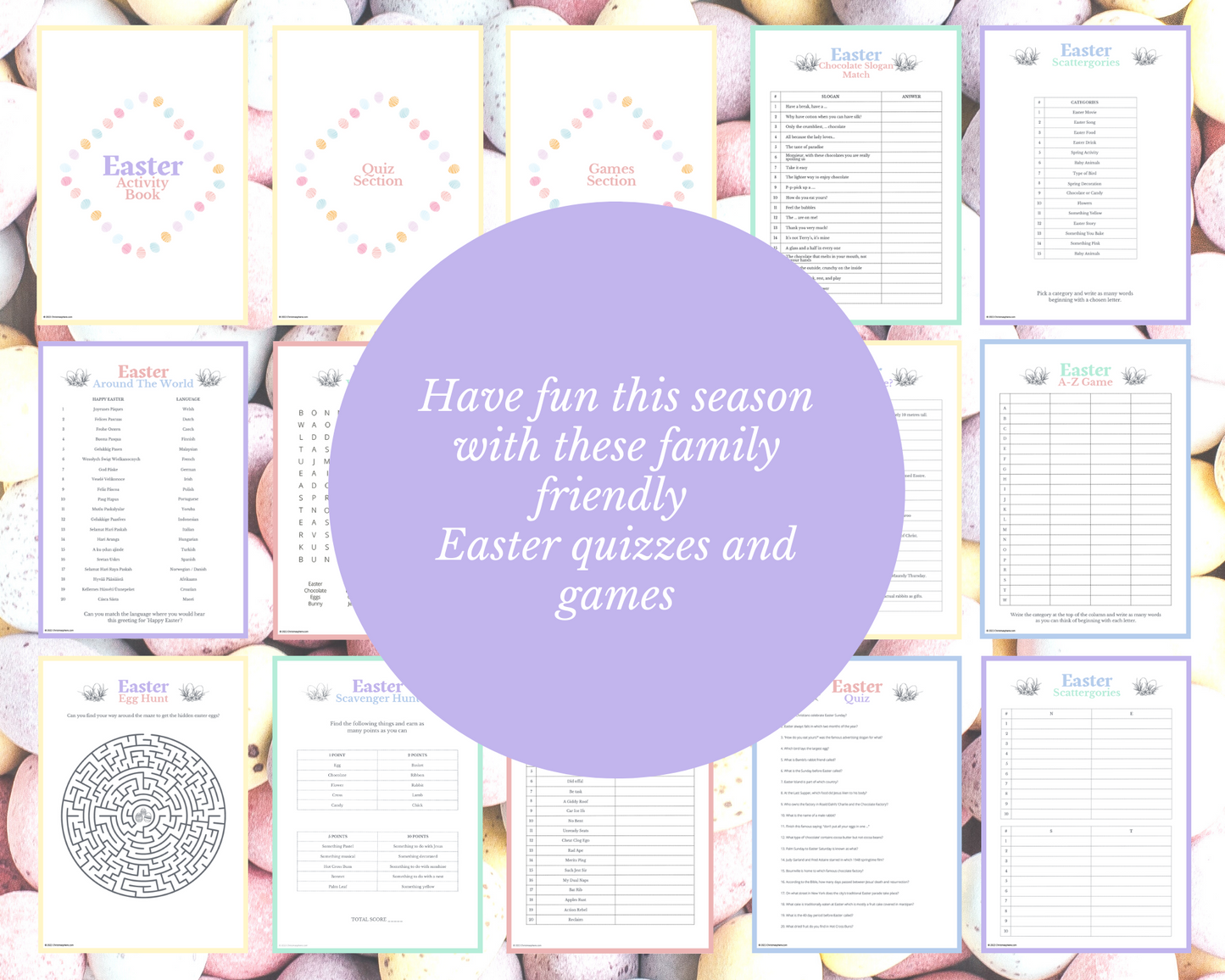 Easter Quiz and Activity Bundle | Digital Printable | PDF | 10 quizzes and games