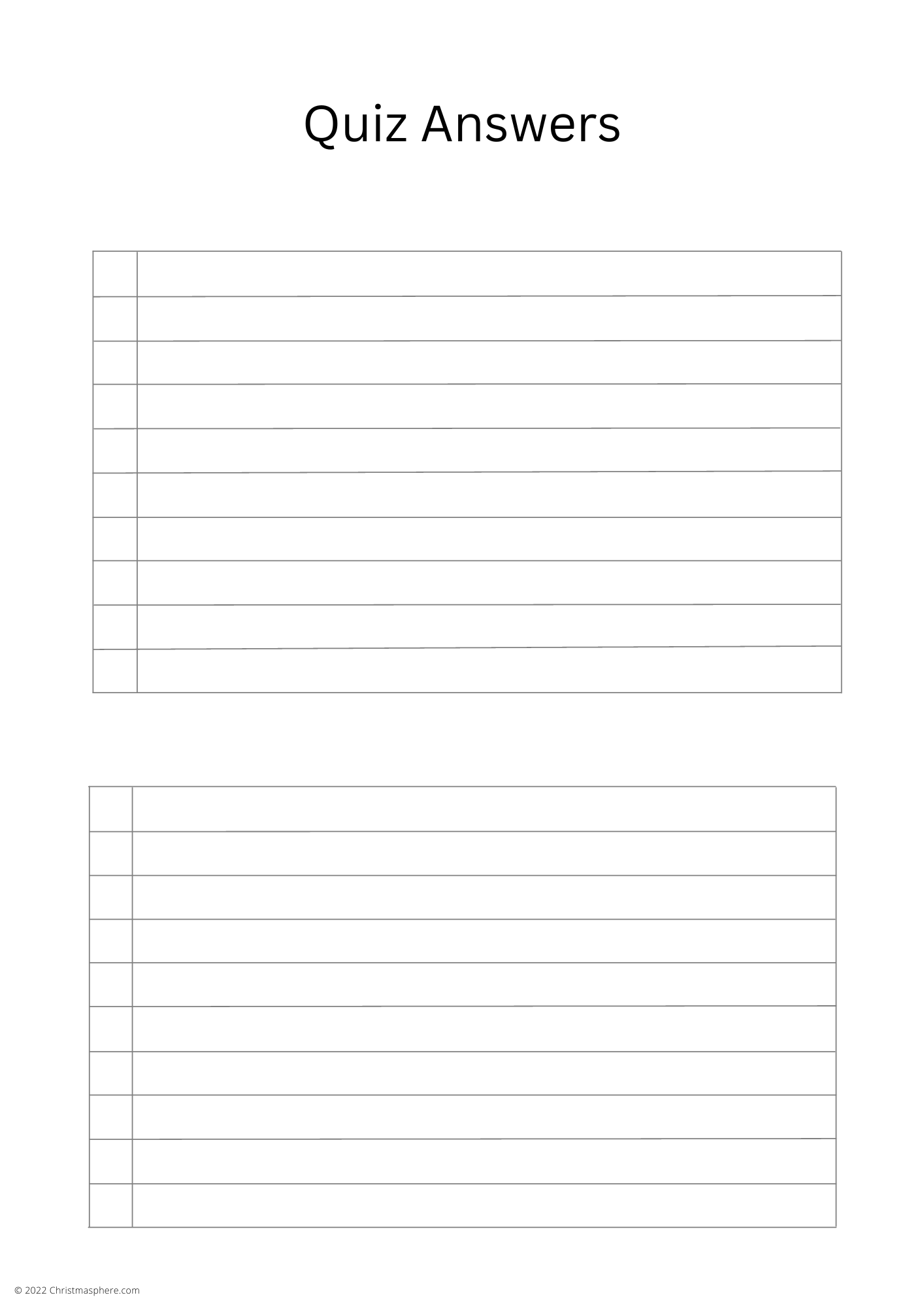 Quiz Answer Sheet Bundle | 5 Designs