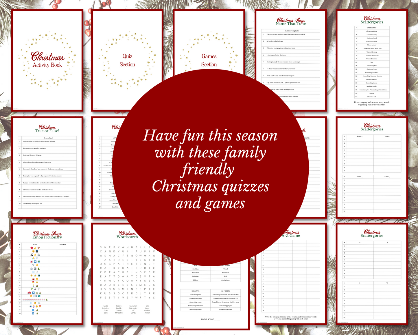 Christmas Games and Activities Bundle | Quizzes | Games | 24 pages