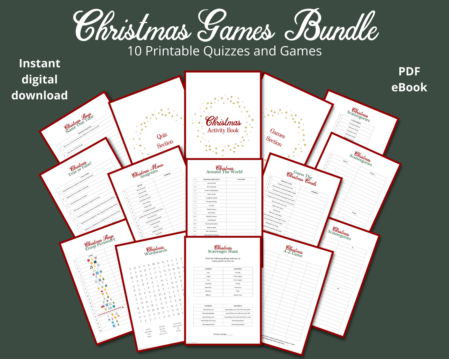 Christmas Games and Activities Bundle | Quizzes | Games | 24 pages