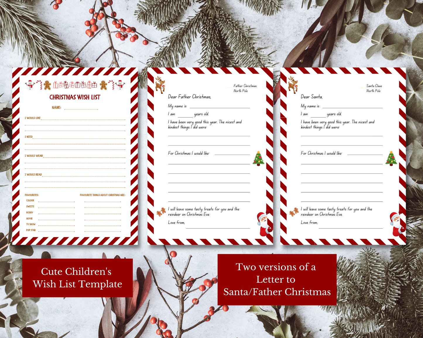 SANTA and FATHER CHRISTMAS Bundle | Children's Wishlist | Letter to Santa | Letter from the Desk of Santa