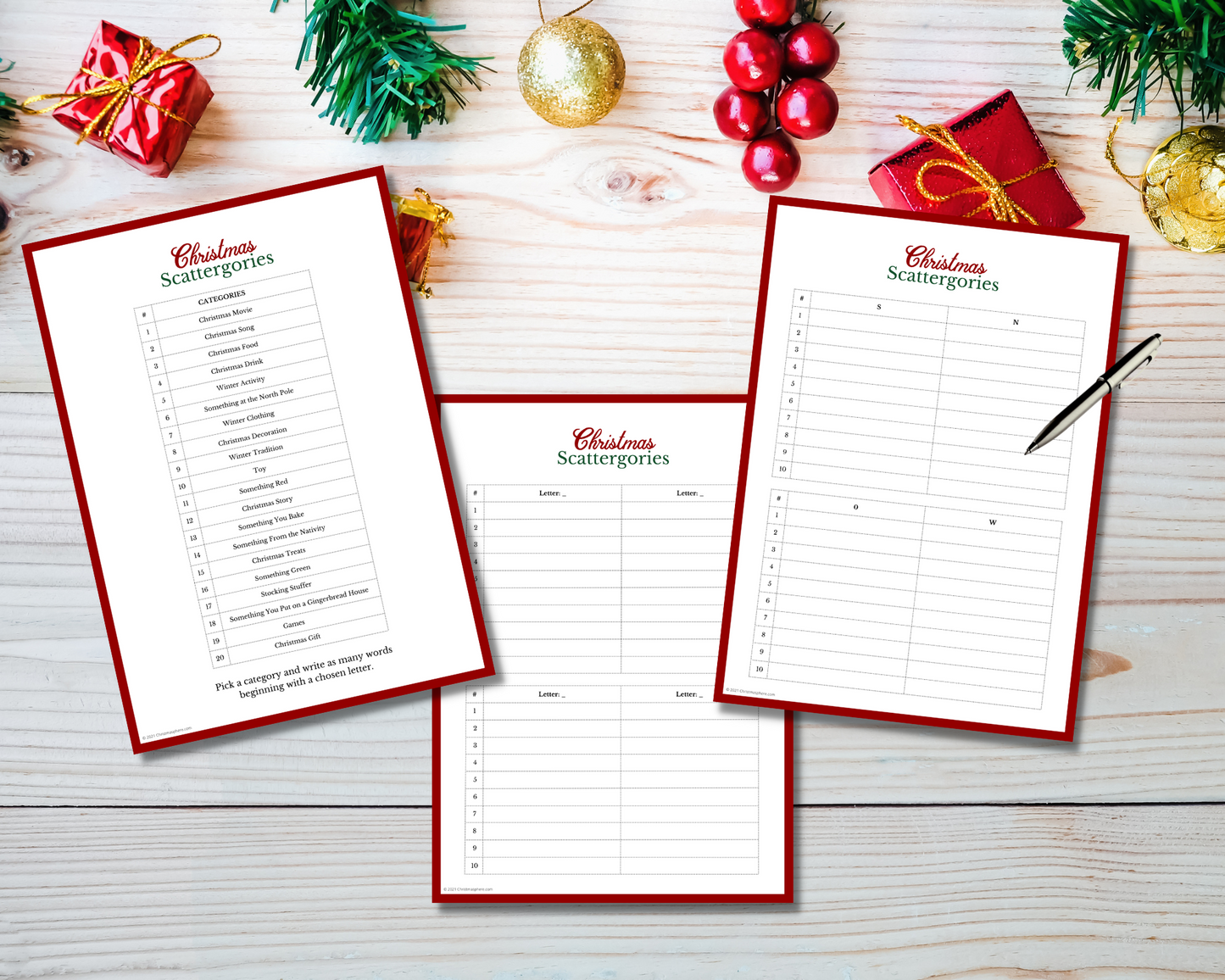 Christmas Scattergories