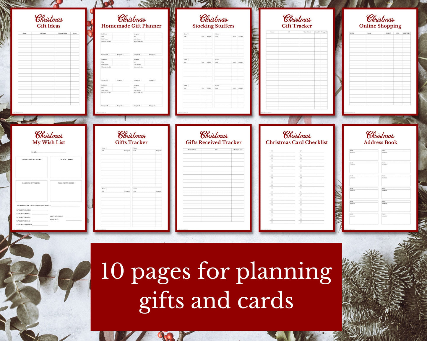 Christmas GIFTS Planner | 10 pages