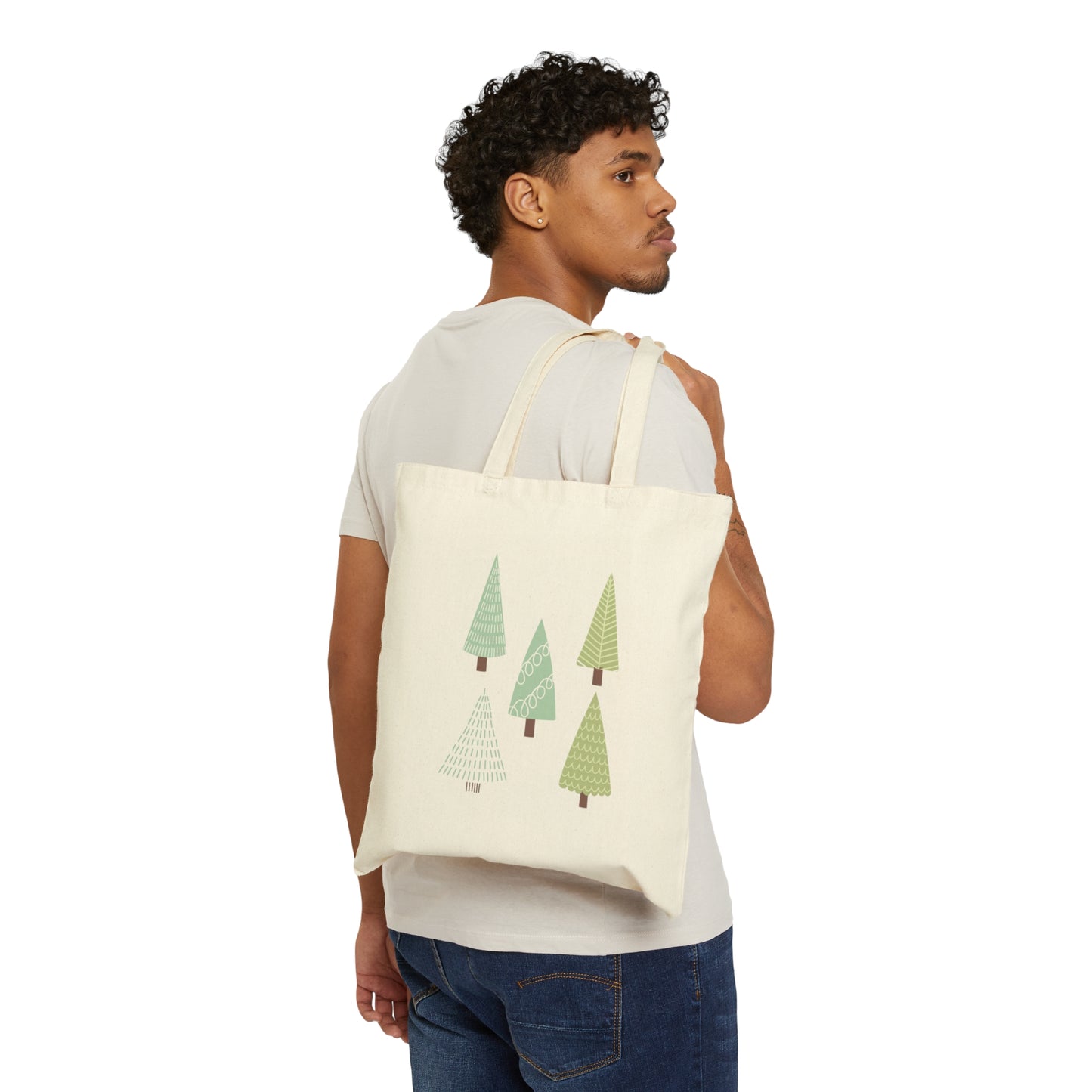 Minimalist Christmas Trees - Christmas Tote Bag - Cotton Canvas Tote Bag