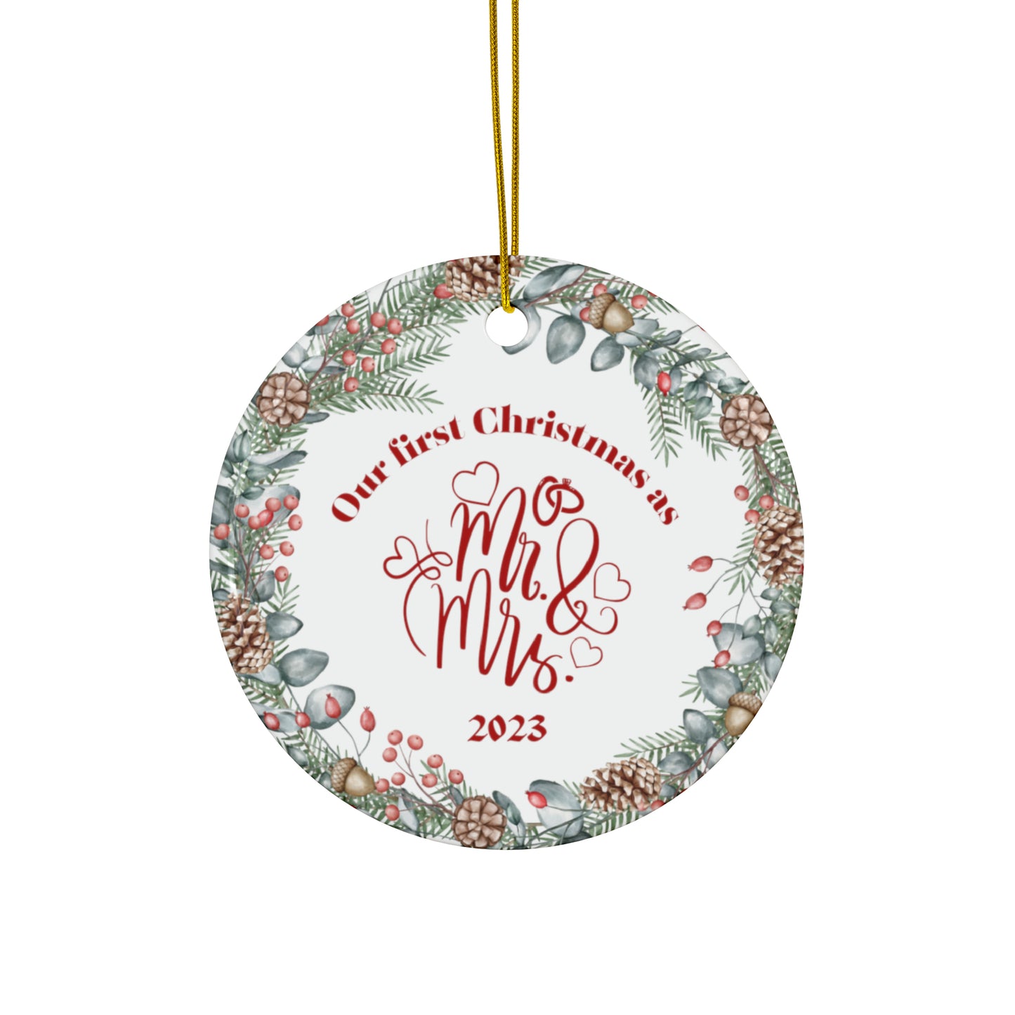 First Christmas as Mr and Mrs Ceramic Ornament | Romantic Christmas Decoration | Couple's First Christmas 2023