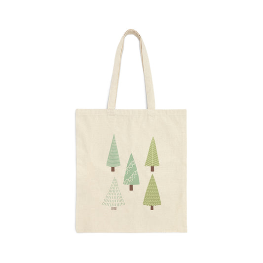 Minimalist Christmas Trees - Christmas Tote Bag - Cotton Canvas Tote Bag