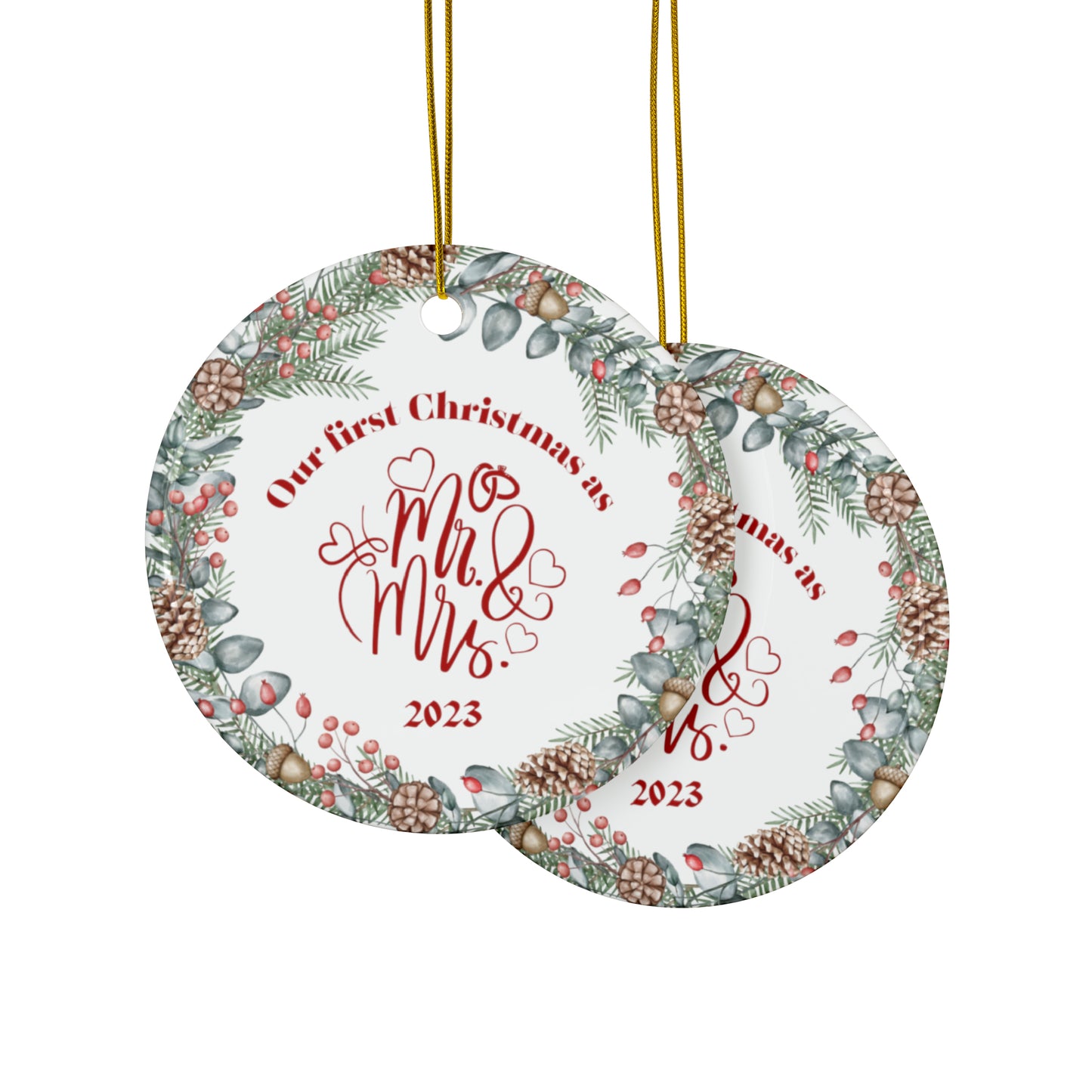 First Christmas as Mr and Mrs Ceramic Ornament | Romantic Christmas Decoration | Couple's First Christmas 2023