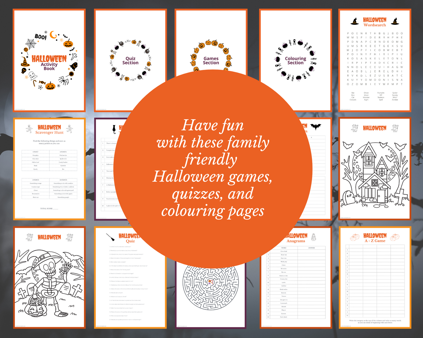 Halloween Activities Bundle | 50 pages | including quizzes, games, colouring pages
