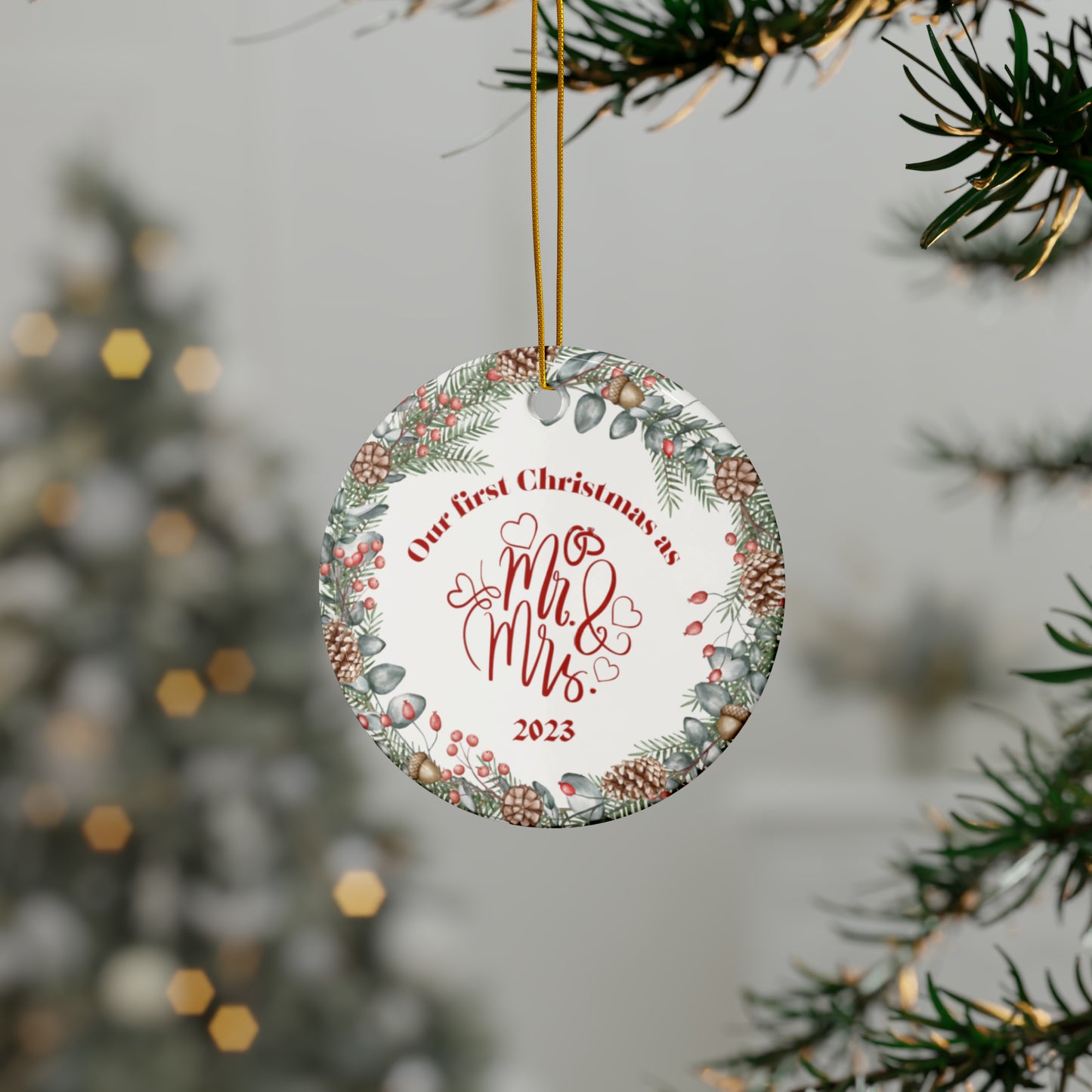 First Christmas as Mr and Mrs Ceramic Ornament | Romantic Christmas Decoration | Couple's First Christmas 2023