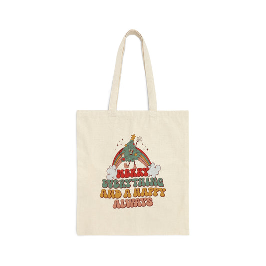 Merry Everything and a Happy Always - Christmas Tote Bag - Cotton Canvas Tote Bag