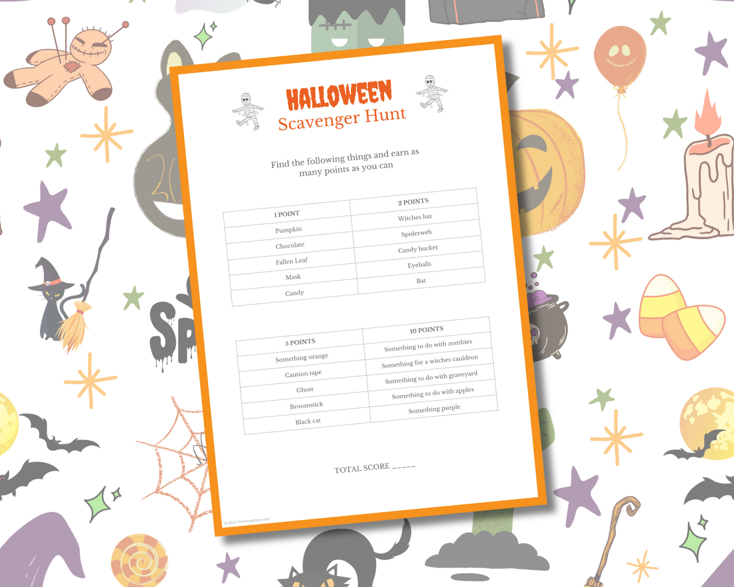 Halloween Scavenger Hunt Game