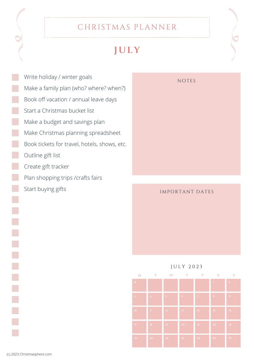 Six Month Christmas Planner