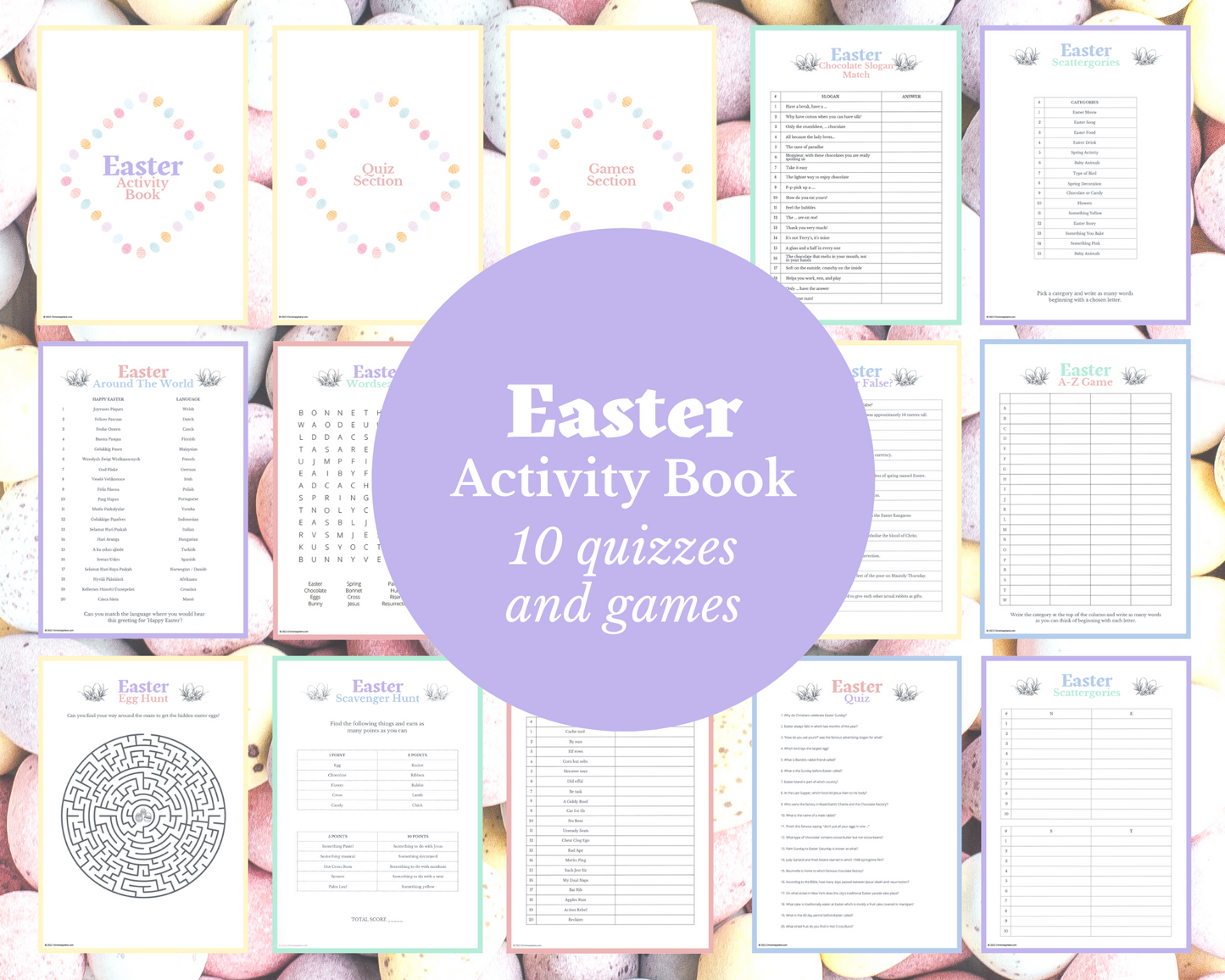 Easter Quiz and Activity Bundle | Digital Printable | PDF | 10 quizzes and games