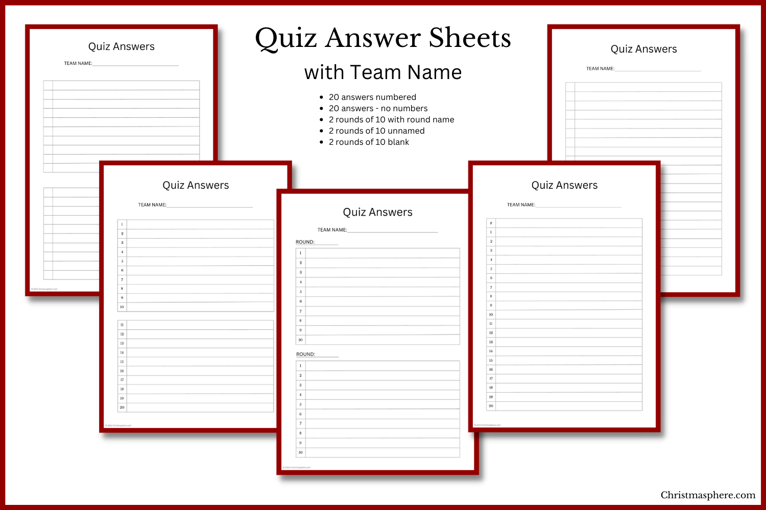 Quiz Answer Sheet Bundle 5 Designs Christmasphere quiz-answer-sheet-bundle-5-designs-christmasphere