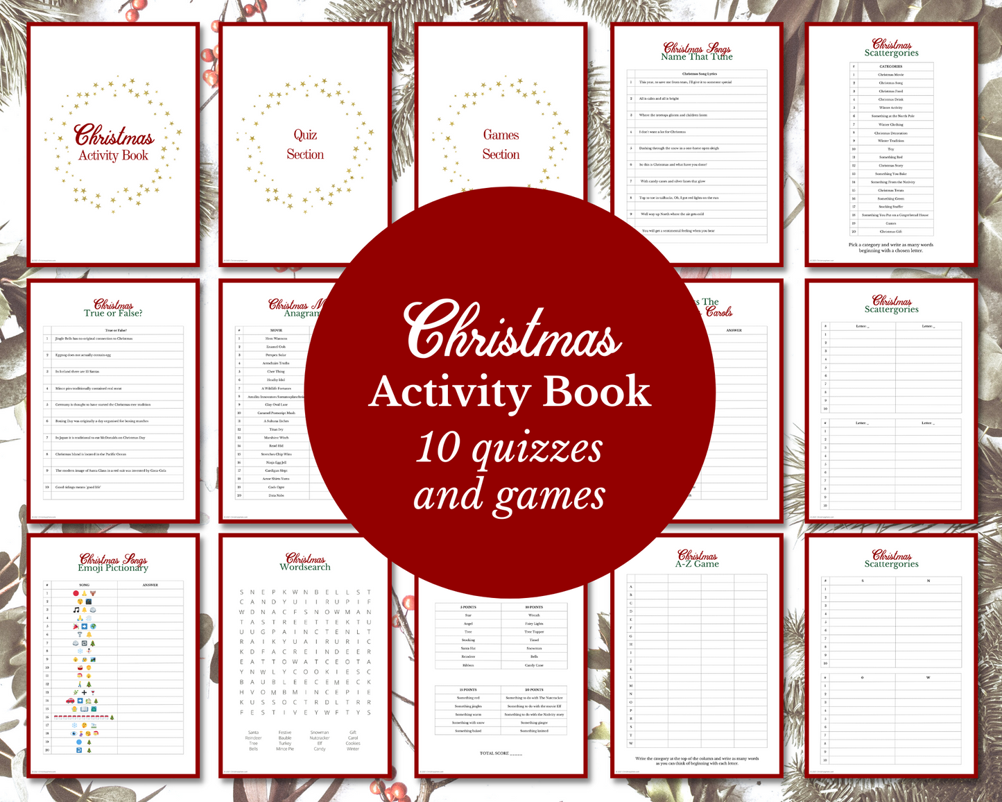 Christmas Games and Activities Bundle | Quizzes | Games | 24 pages