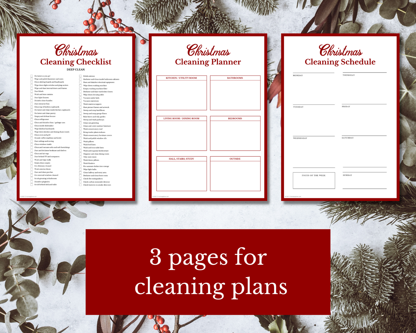 Christmas CLEANING planner | Deep Clean Checklist | Cleaning Schedule