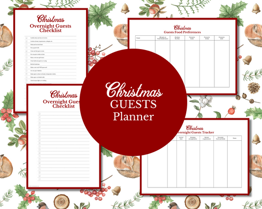 Christmas GUESTS planner | Overnight Guests Trackers | Guests Preparation Organiser