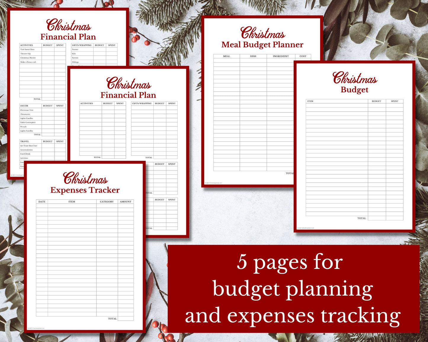 Christmas BUDGET AND EXPENSES Planner