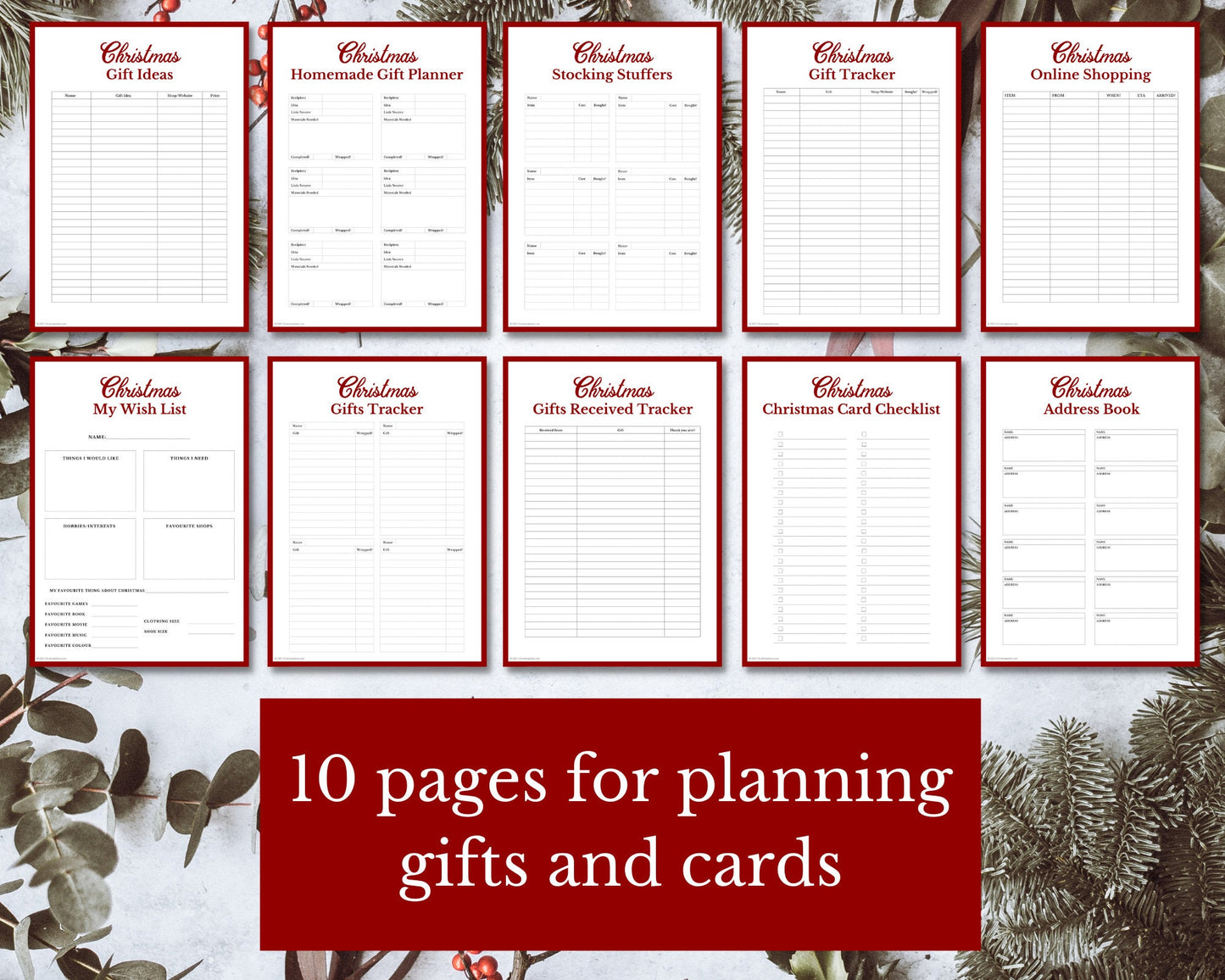 Christmas GIFTS Planner  | 10 pages