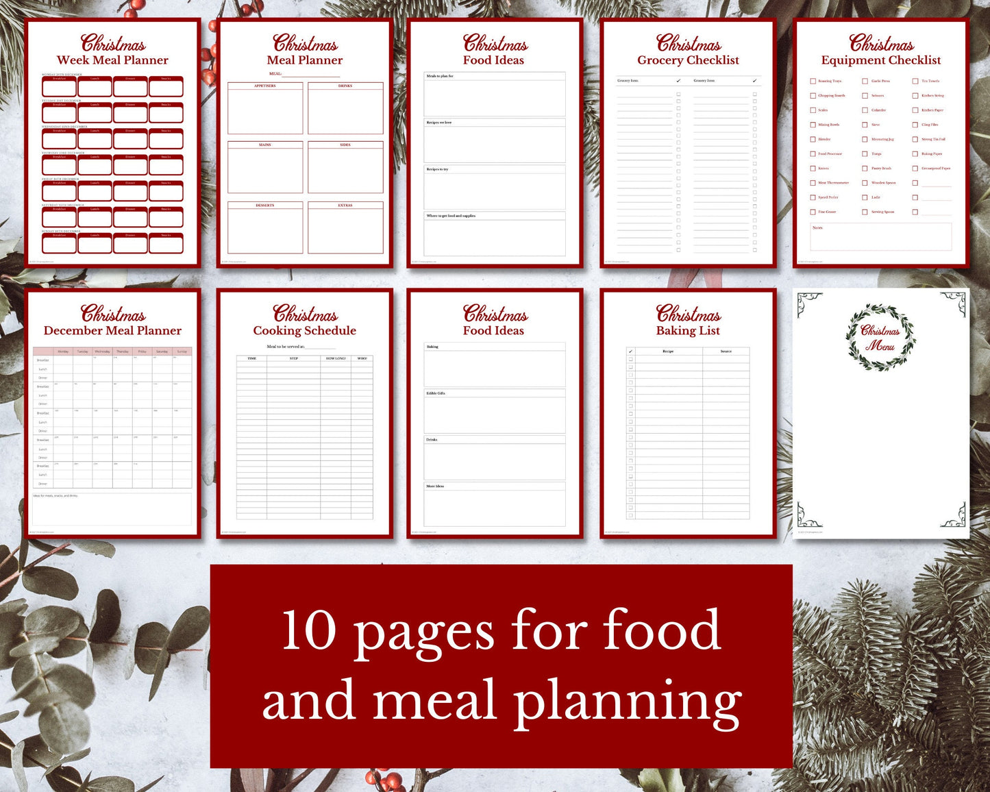 Christmas FOOD Planner | 10 pages